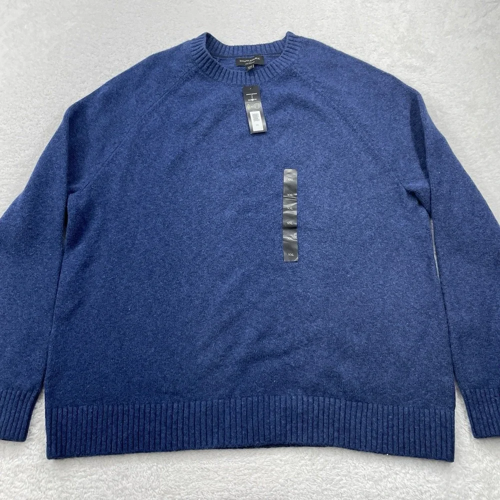 NEW Banana Republic Eco Sweater Men Long Sleeve Crew Neck Blue Knit Sweater XXL